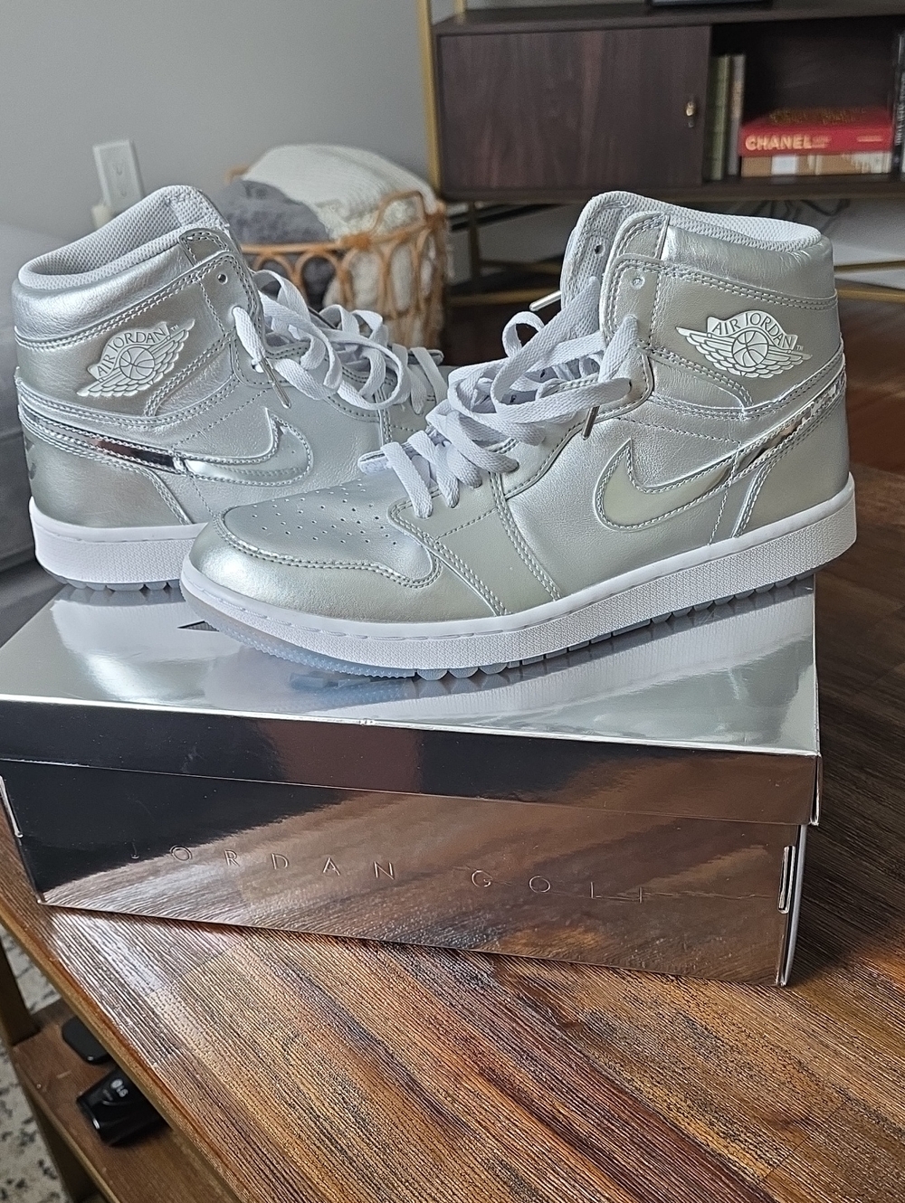 Air Jordan 1 High G NRG Men's Golf Shoes Silver size 10.5